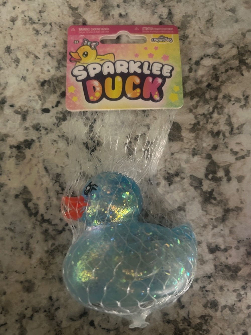 Orb Curiosities Blue Sparkly Duck Squishy Fidget Toy